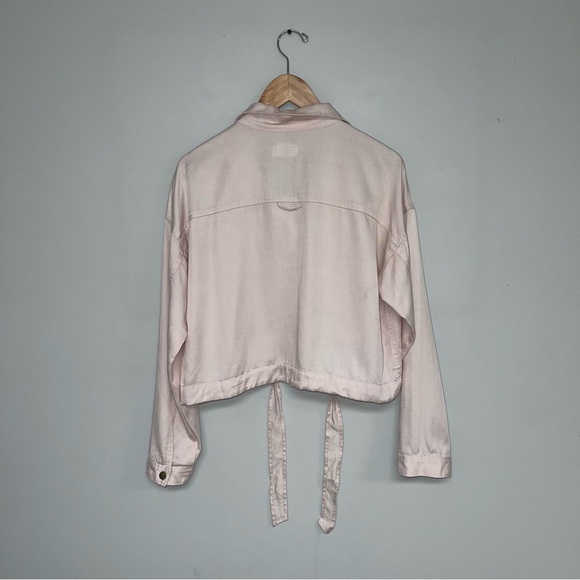 Marine Layer Jacket Women's Size Small Rosewater Pink Oslo Crop Tie Waist Boxy - Picture 8 of 13